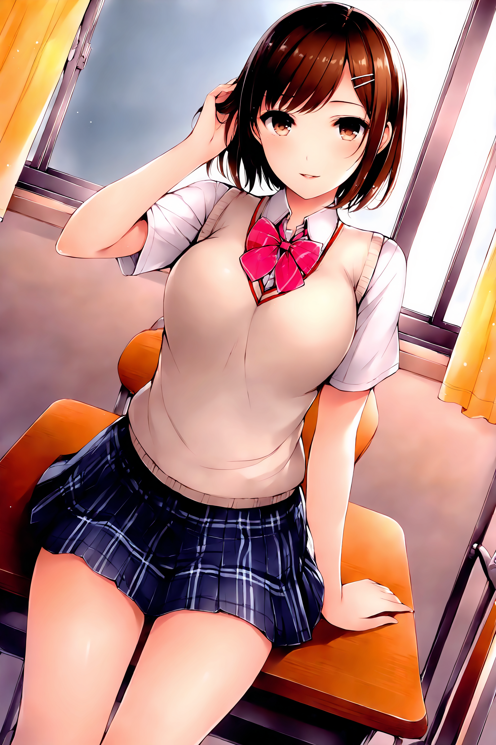 03160-2018745623-masterpiece,best quality,1girl,solo,medium breasts,smile,good limb,good anatomy,very aesthetic,absurdres,_1girl,solo,skirt,hair.png